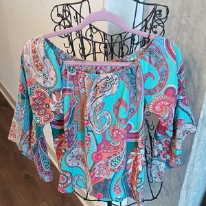 Paisley Print Off-Shoulder Top